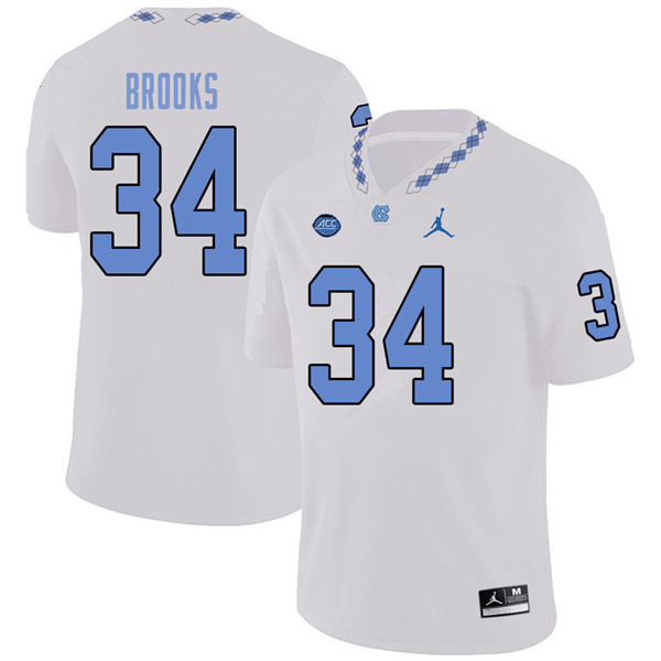 Jordan Brand Men #34 British Brooks North Carolina Tar Heels College Football Jerseys Sale-White